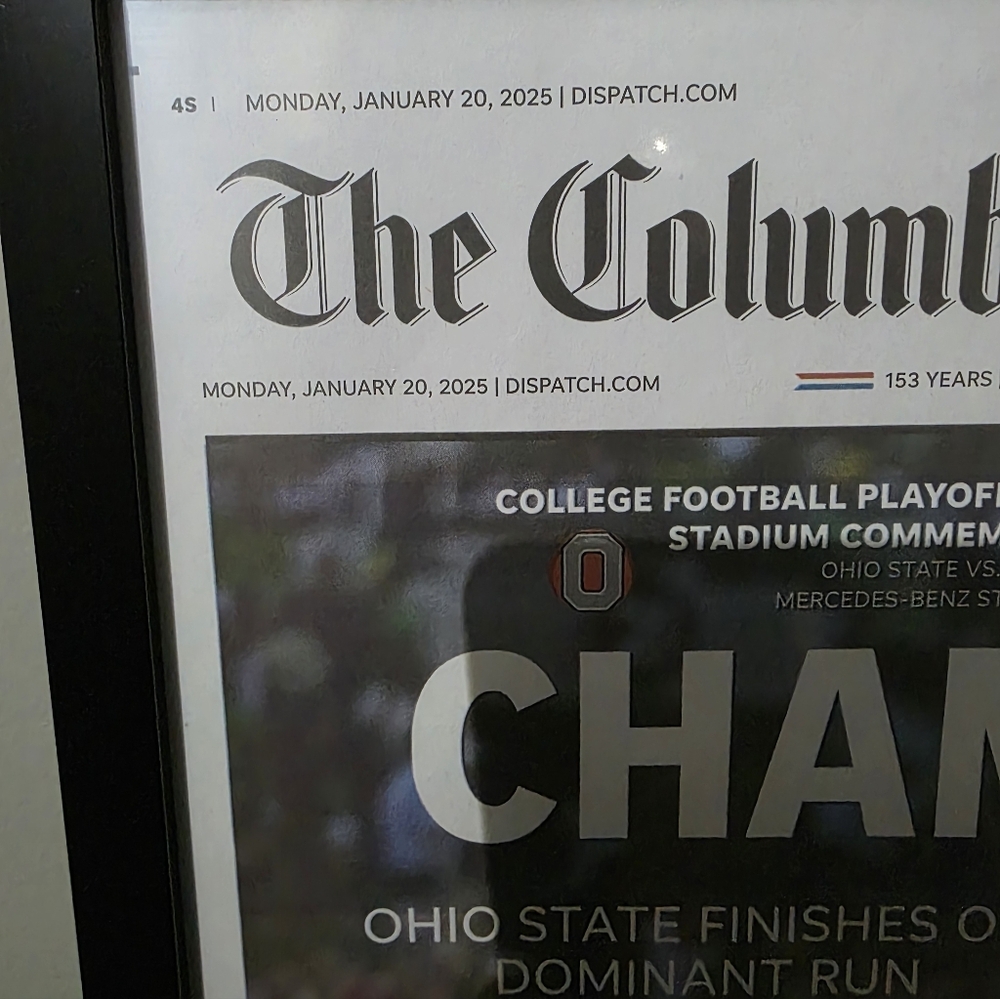 NEW Framed January 20, 2025, Columbus Dispatch Featuring OHIO STATE "CHAMPS" - Picture 3 of 6